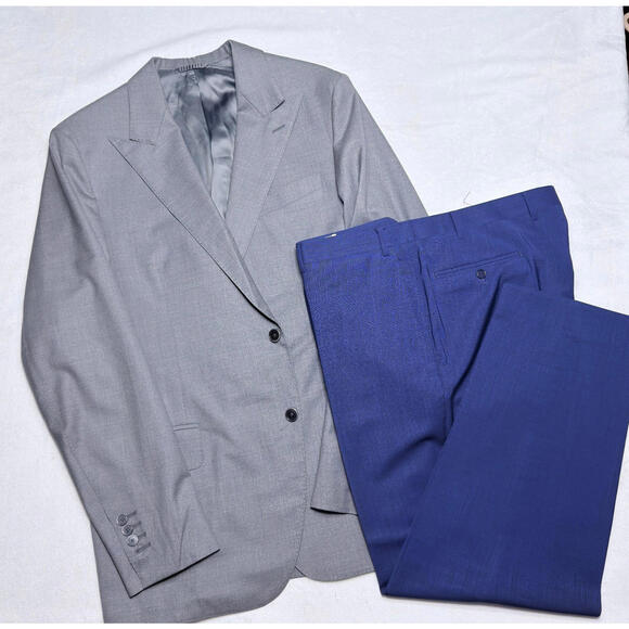 MTM VBC Revenge Super 150s Blazer Suit Jacket Men's 46R Grey Wool Free Pants